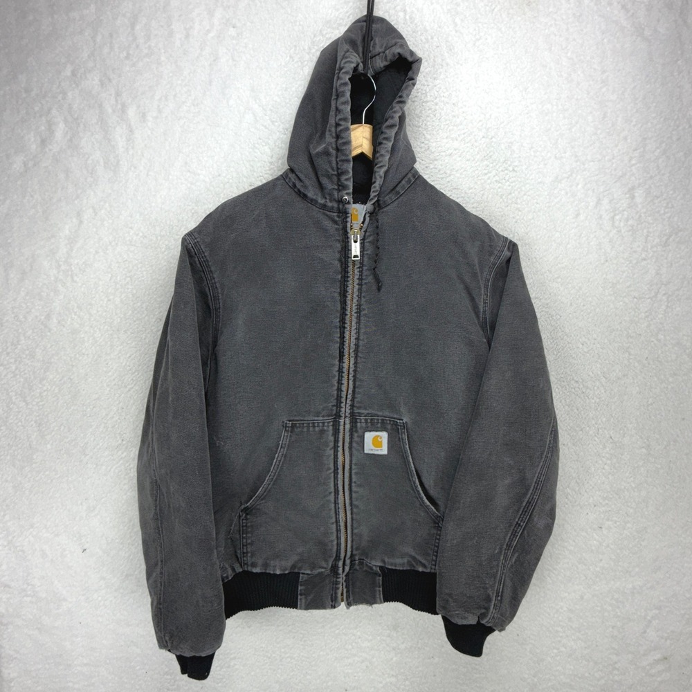 Carhartt Sandstone Active Jacket Quilt Lined Mens Large Tall J04 BLK Black Faded